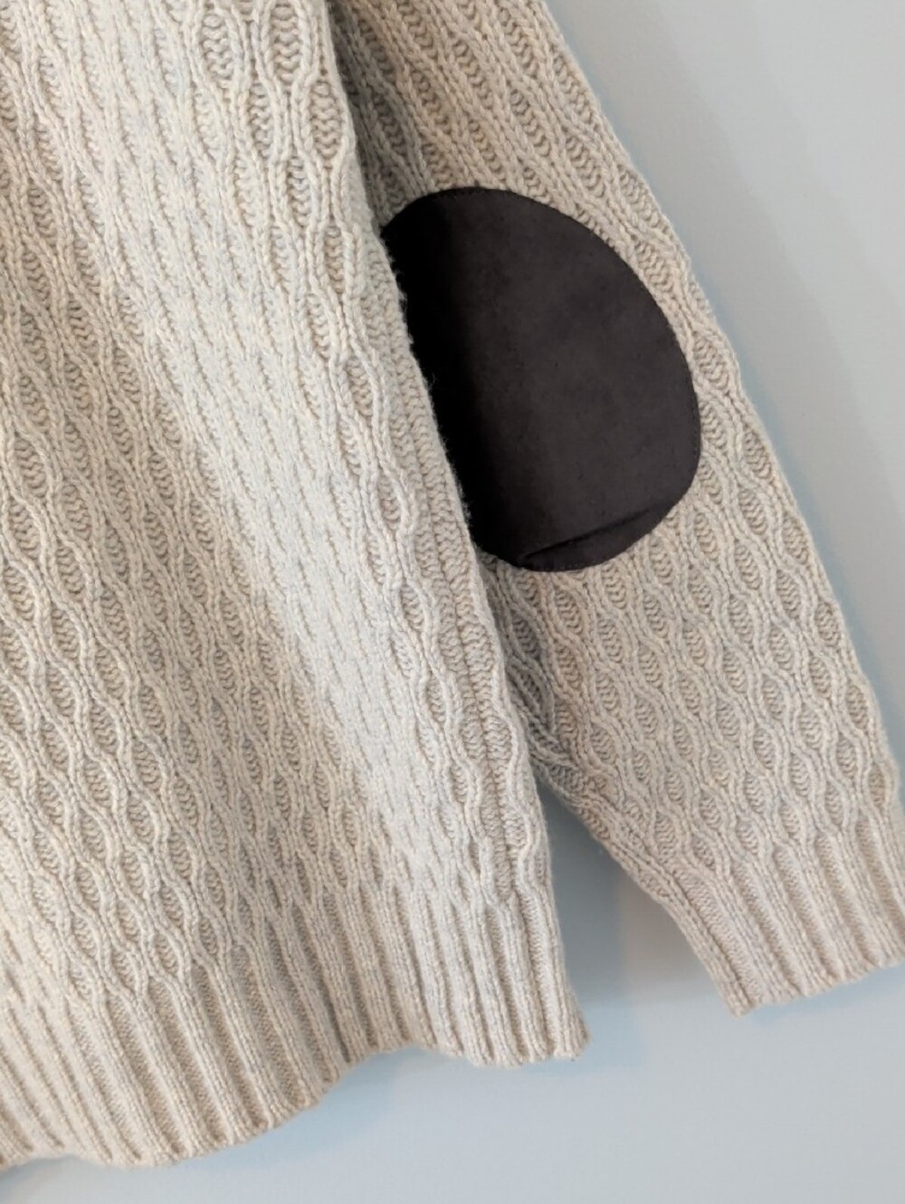Heavy Wool Textured Crewneck Academia Ivy League Sweater in Oatmeal M - Picture 9 of 10